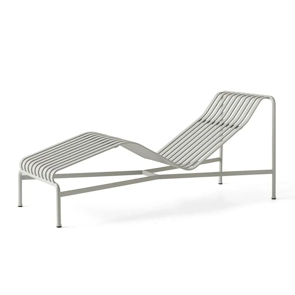 Chaise Longue with Slats - Sky Grey, Steel