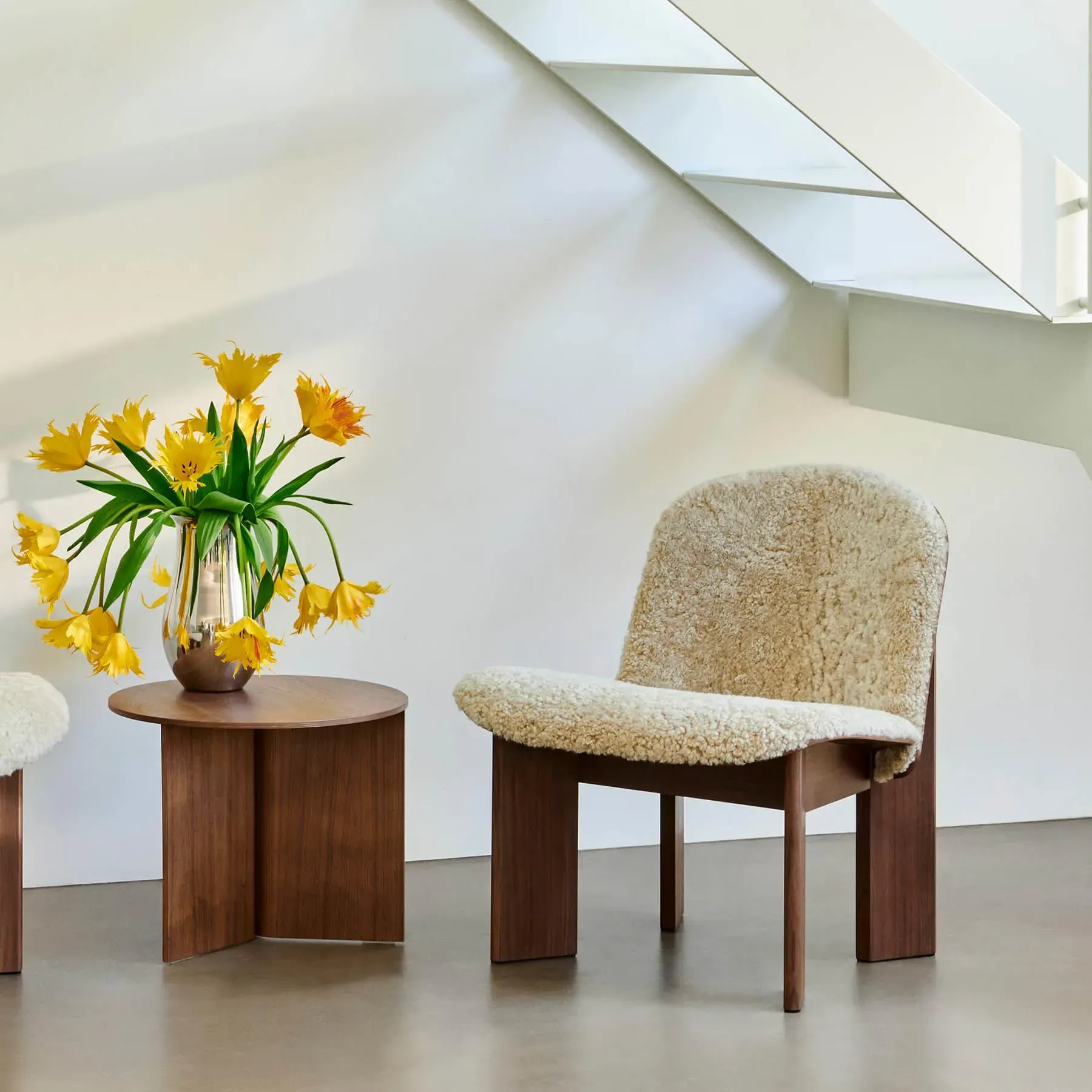 Chisel Lounge Chair Front Upholstered - Walnut