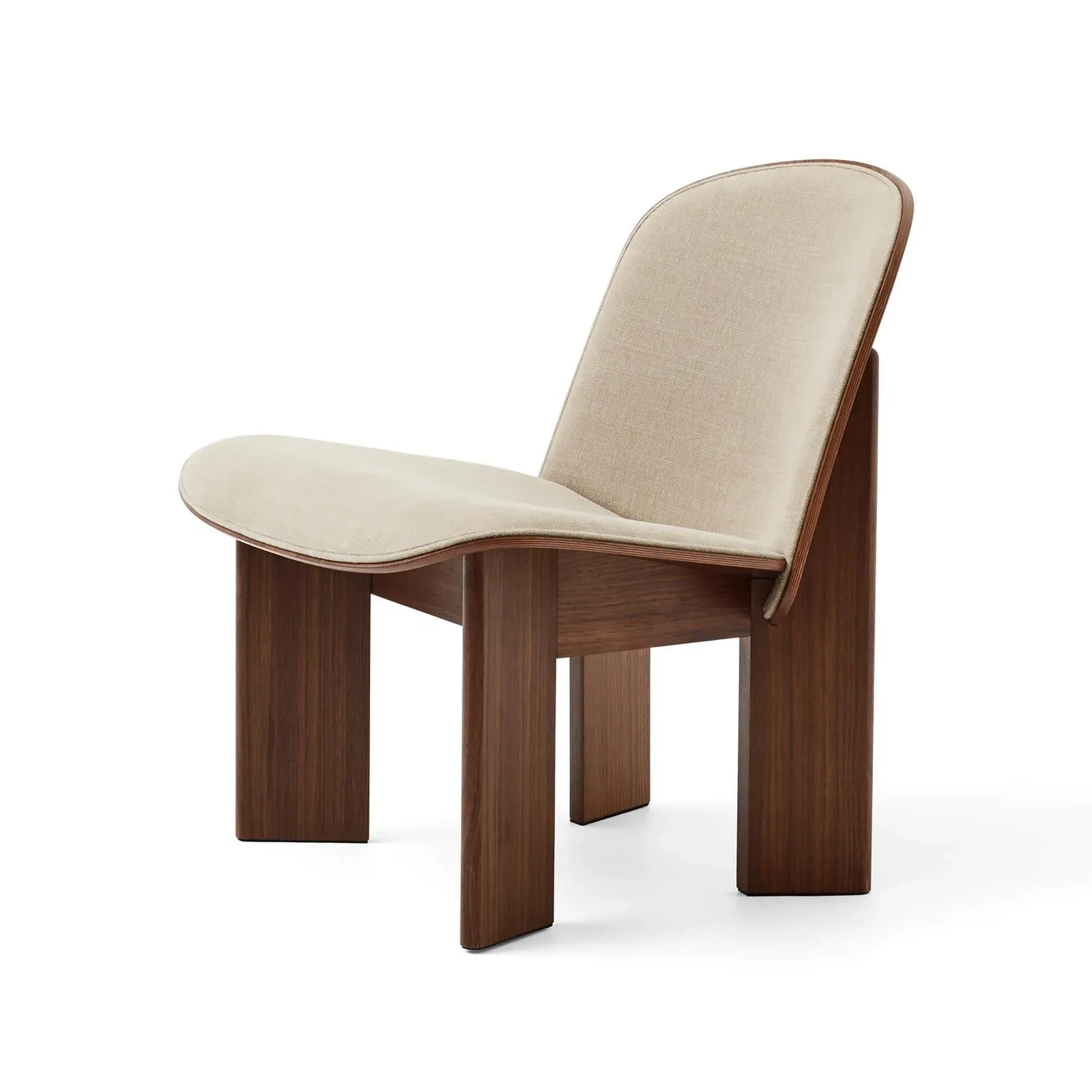 Chisel Lounge Chair Front Upholstered - Walnut