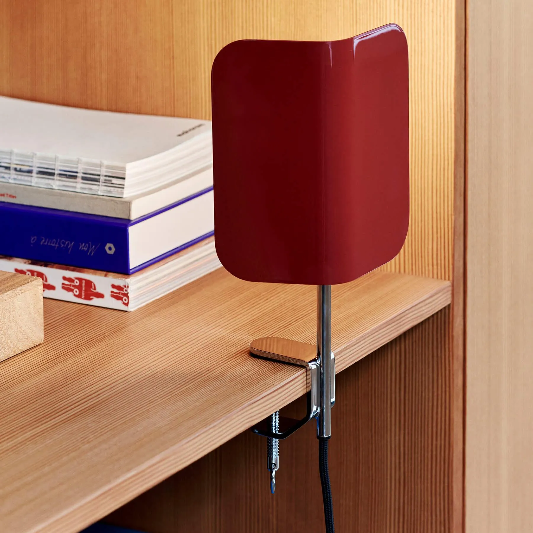 Clip Light with Adjustable Shade - Red, Steel