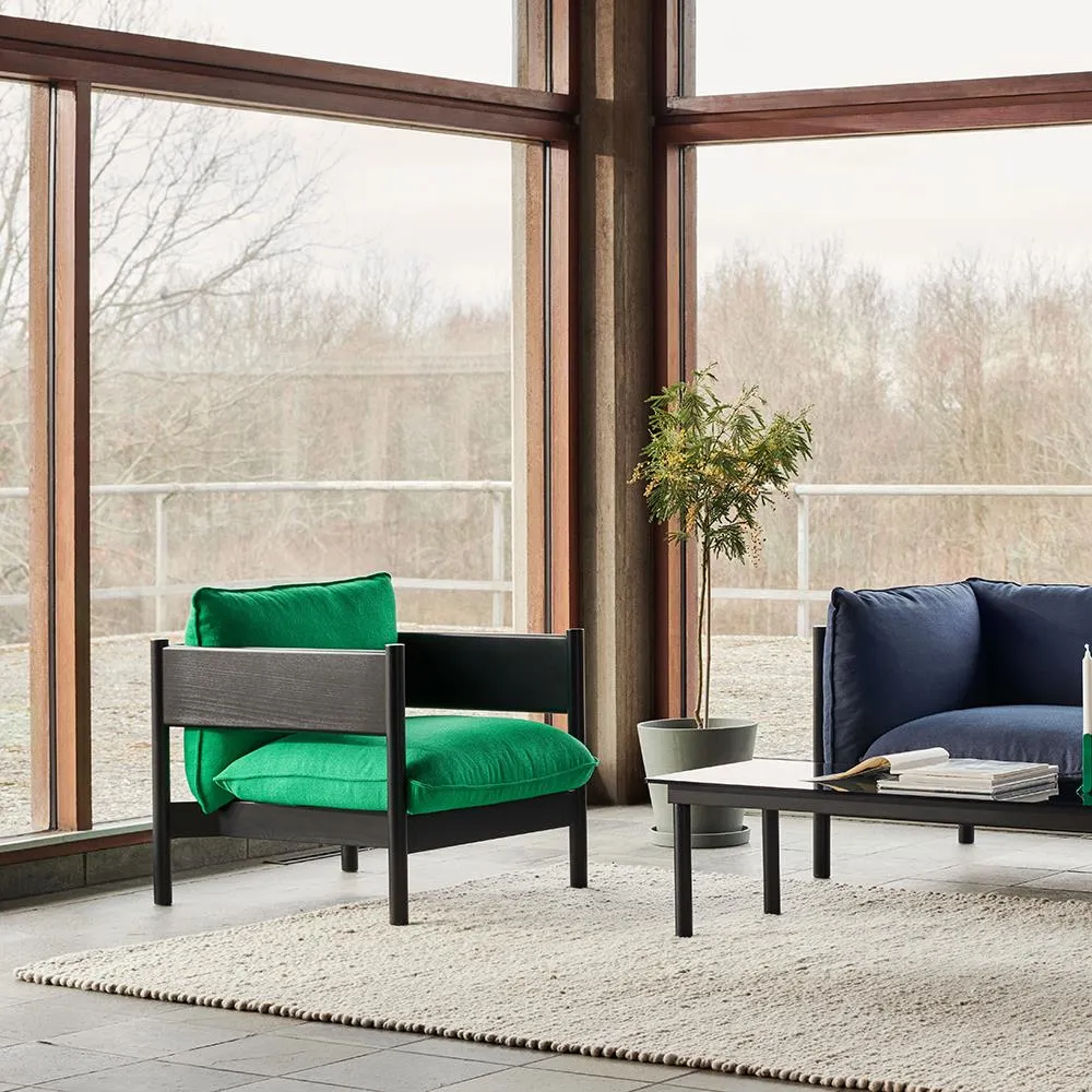 Club Armchair with Cushions - Green, Beech