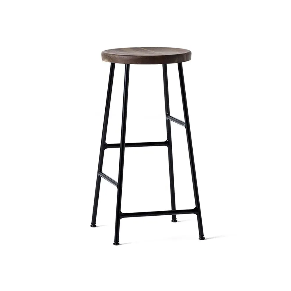 Cornet 65cm Bar Stool - Smoked Oak, Black Steel image