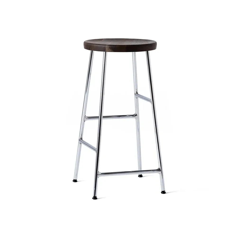 Cornet 65cm Bar Stool - Smoked Oak, Chrome Steel