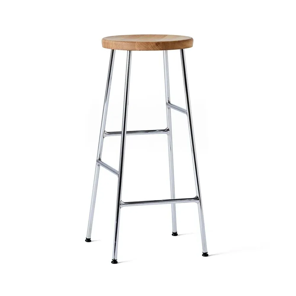 Cornet 65cm Bar Stool - Smoked Oak, Cream Steel