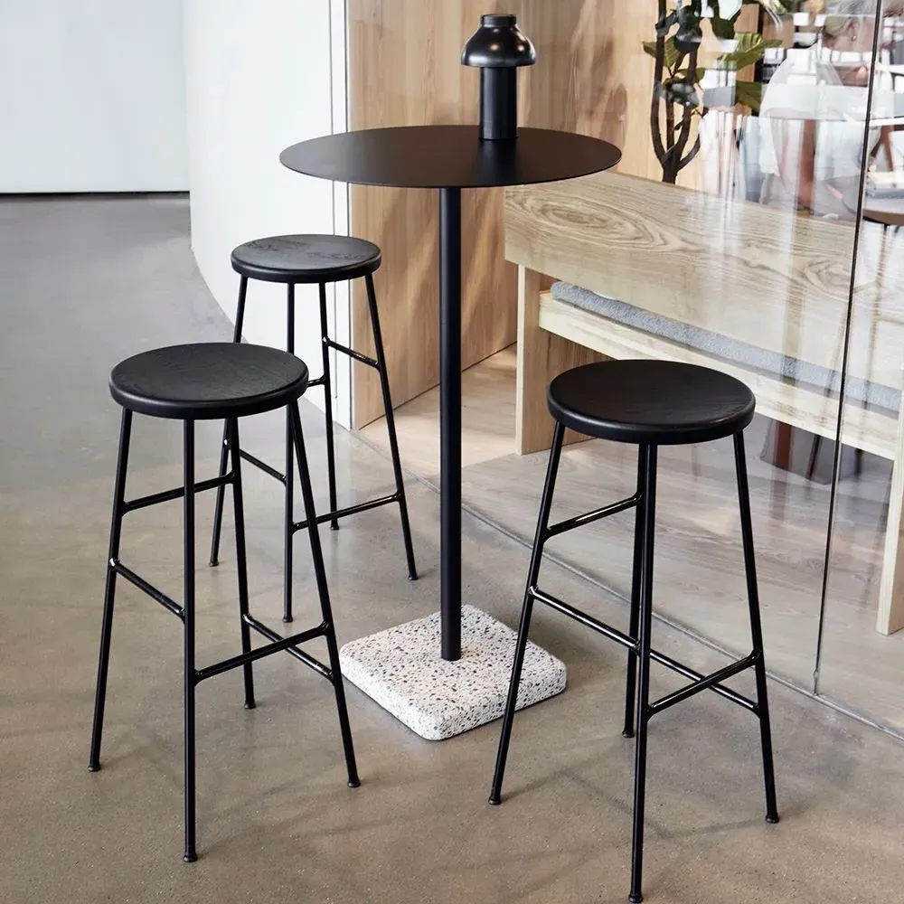 Cornet 75cm Bar Stool - Smoked Oak, Black Steel