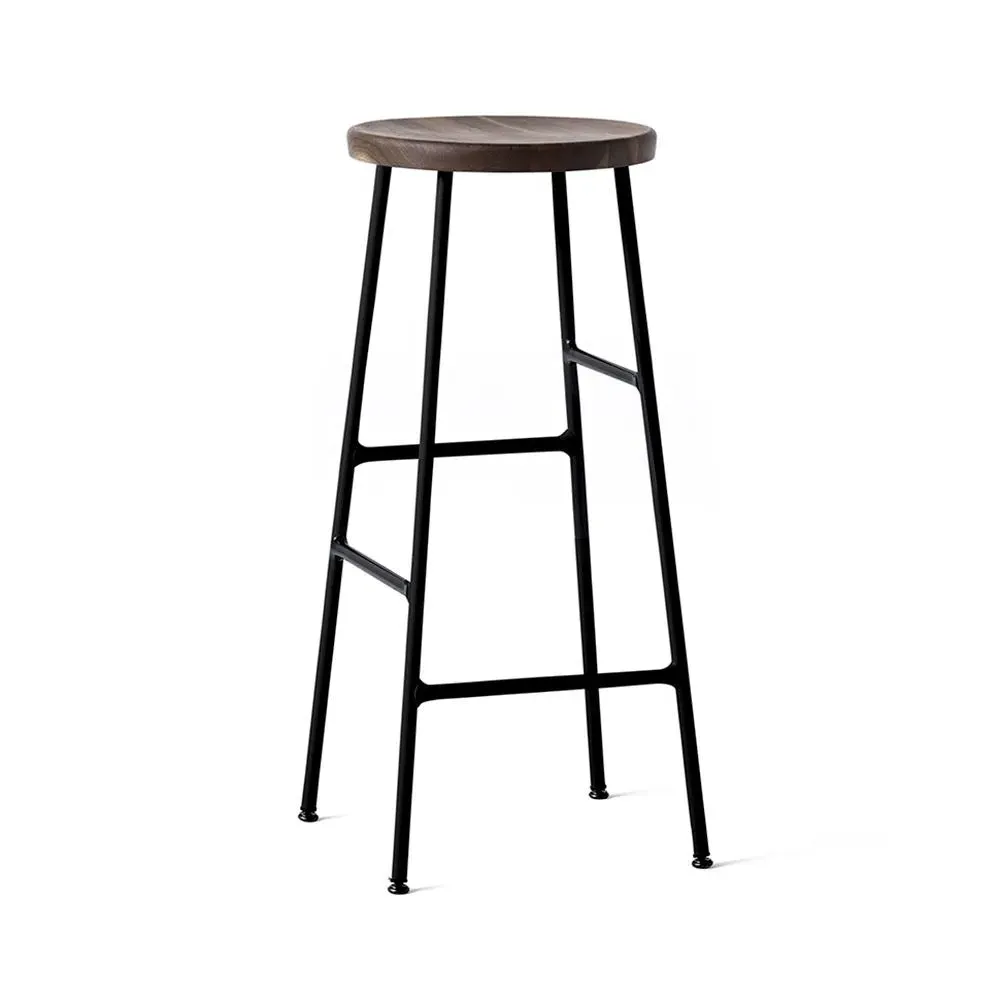 Cornet 75cm Bar Stool - Smoked Oak, Black Steel