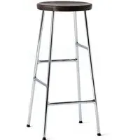 Cornet 75cm Bar Stool - Smoked Oak, Chrome Steel