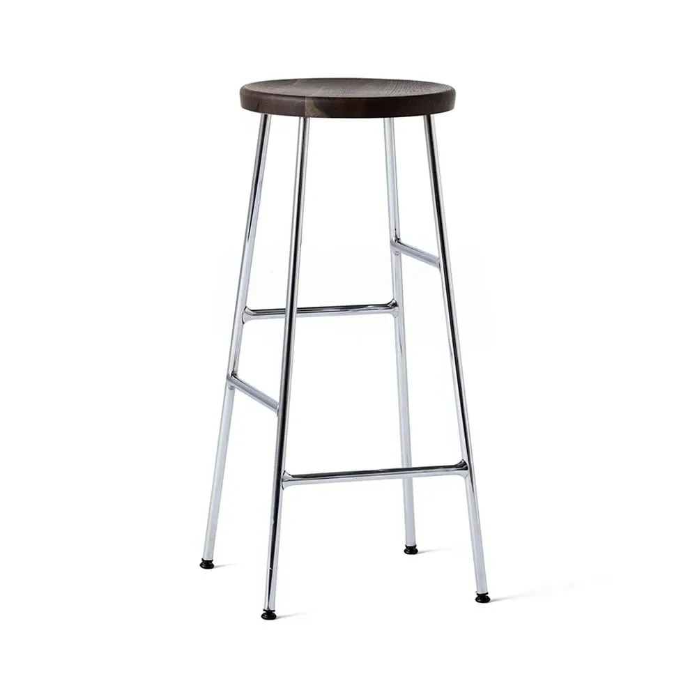 Cornet 75cm Bar Stool - Smoked Oak, Chrome Steel