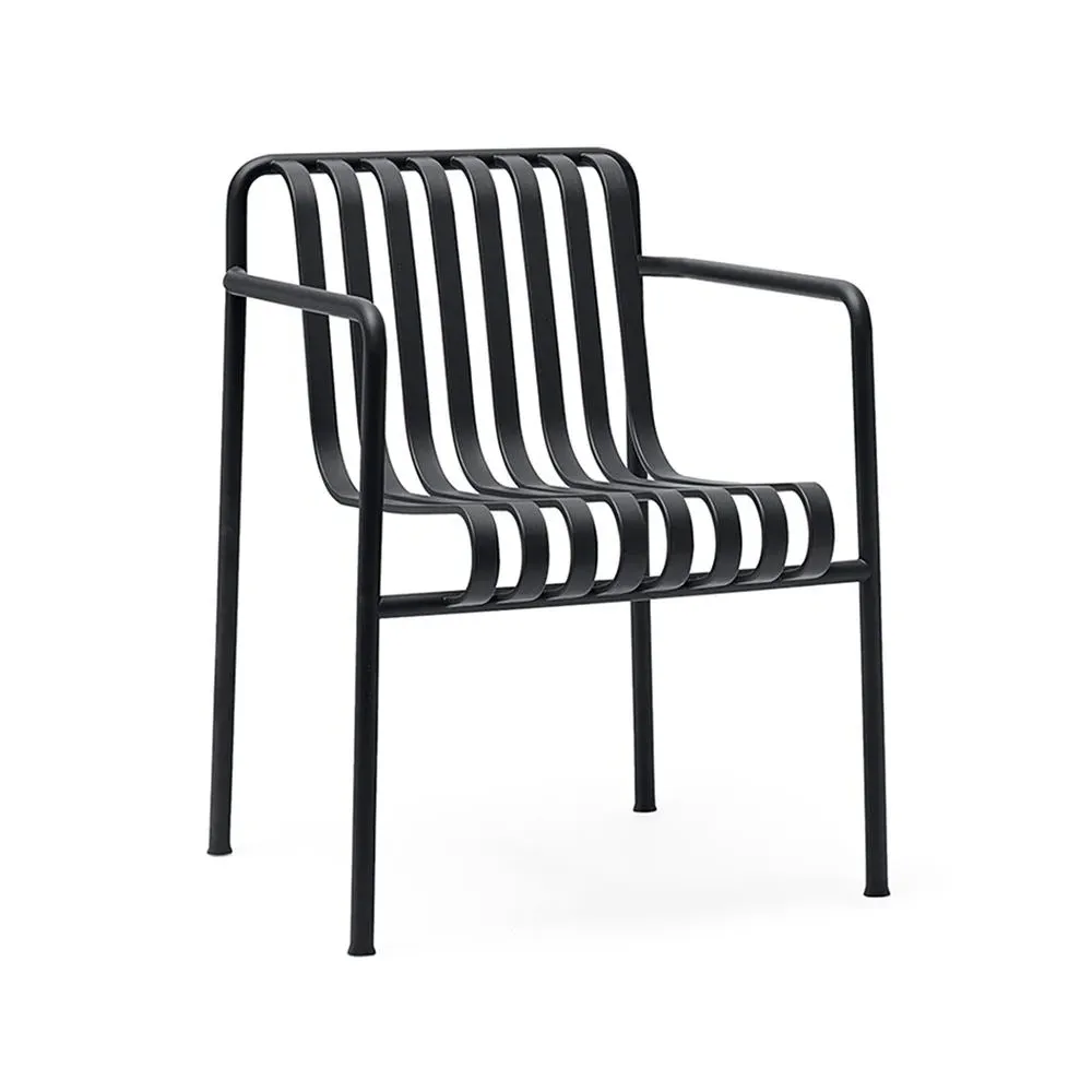 Dining Armchair with Slats - Galvanised Steel