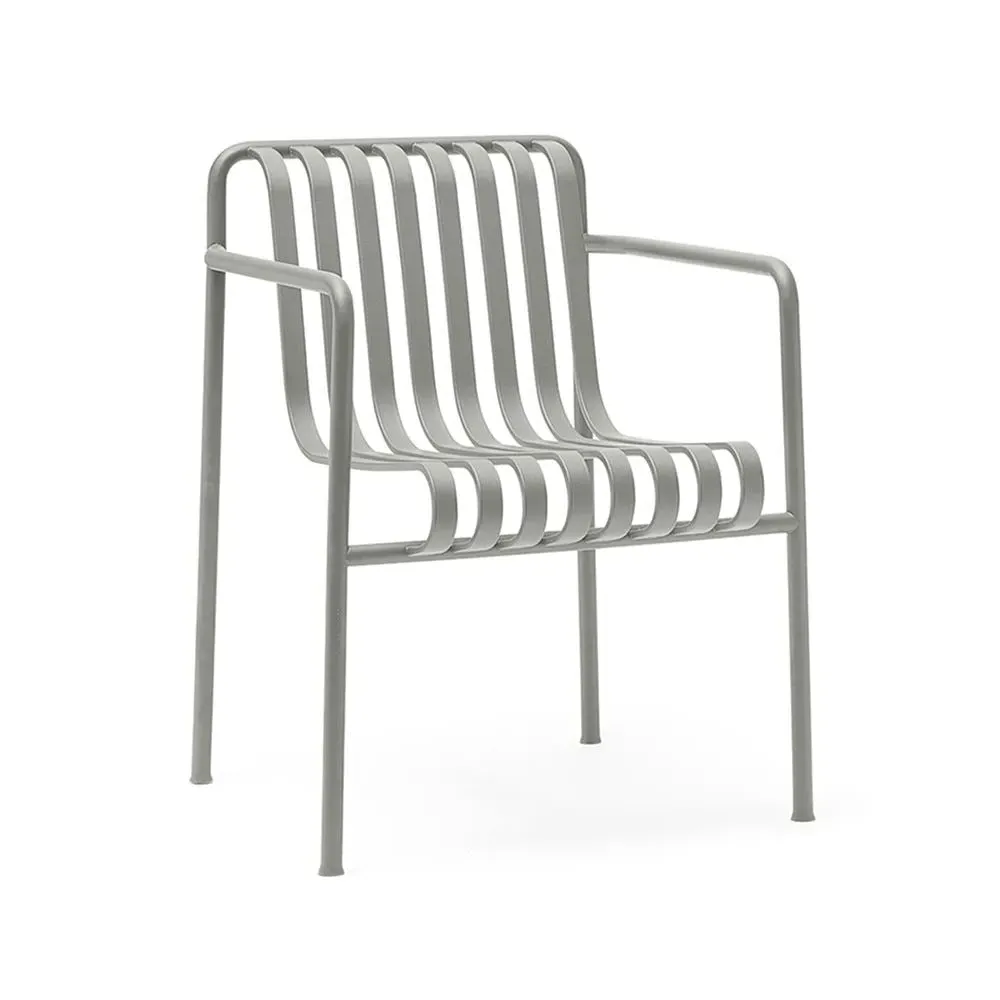 Dining Armchair with Slats - Sky Grey, Steel