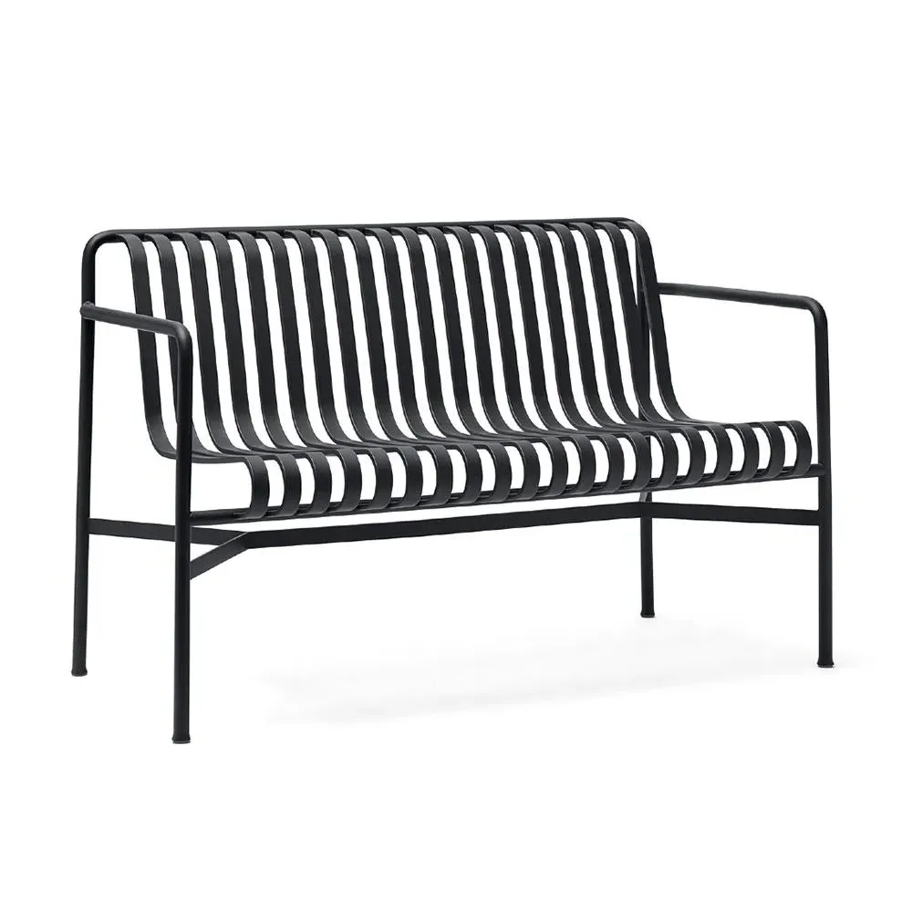 Dining Bench with Backrest - Anthracite, Steel