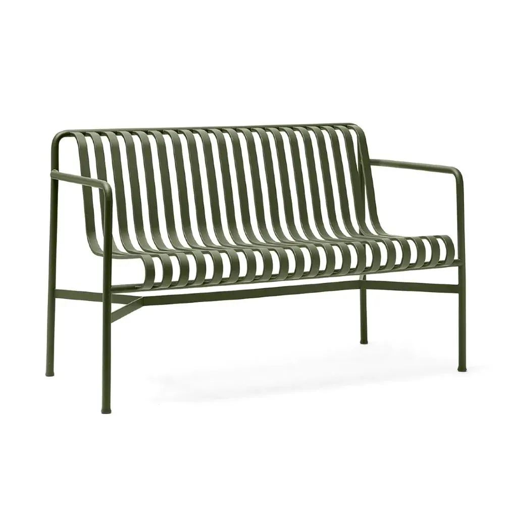 Dining Bench with Backrest - Green, Steel