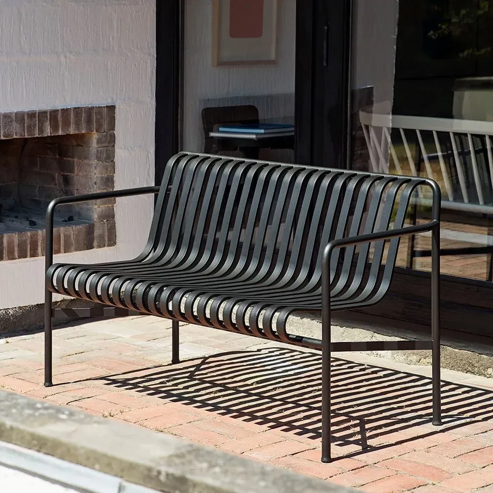 Dining Bench with Backrest - Grey, Steel