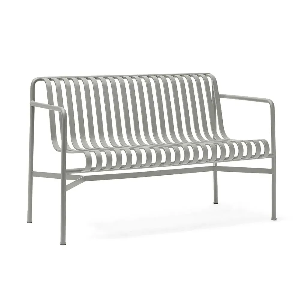 Dining Bench with Backrest - Grey, Steel