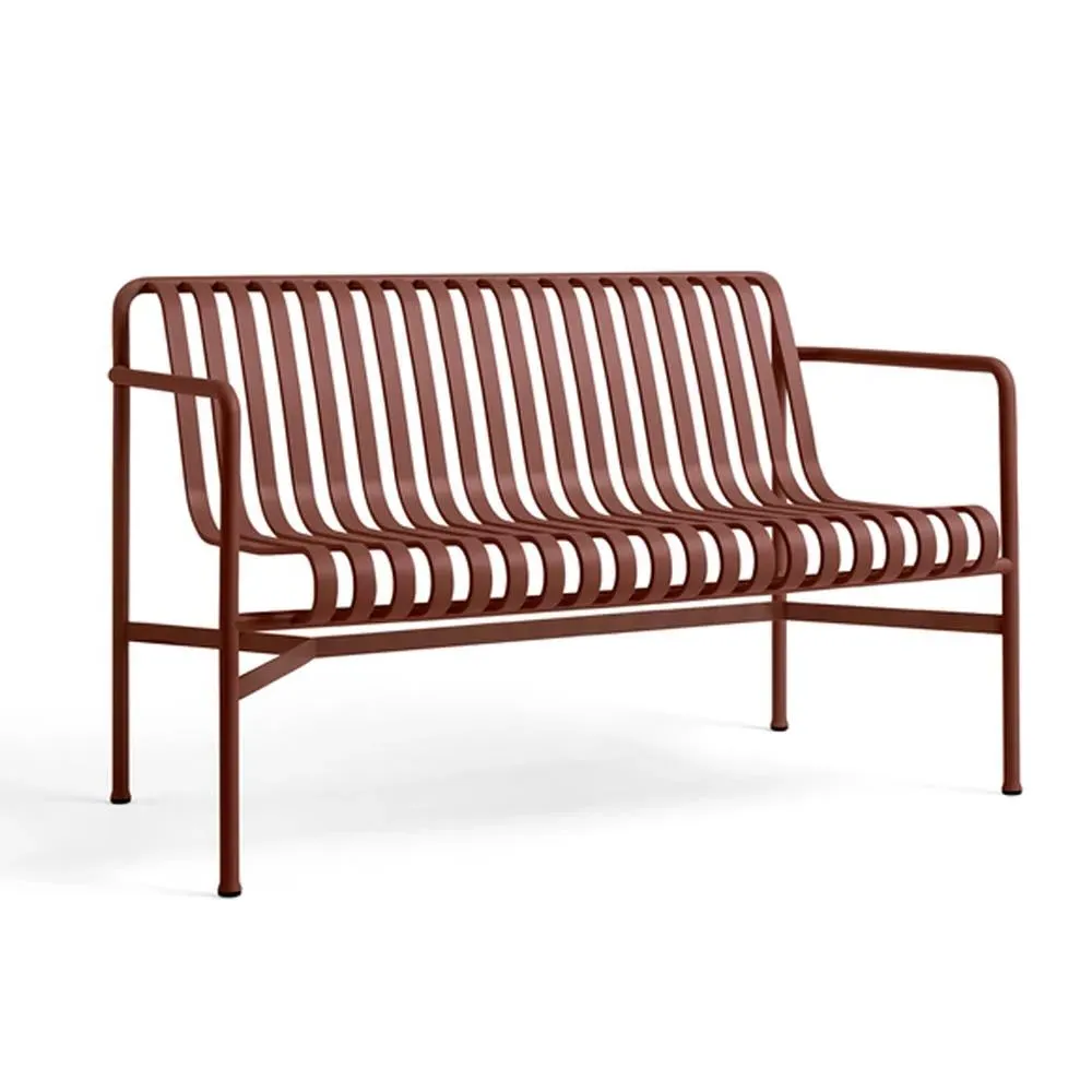 Dining Bench with Backrest - Red, Steel