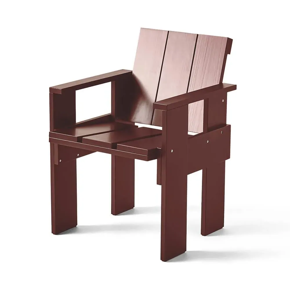 Dining Chair with Armrests - Iron Red, Pine Wood