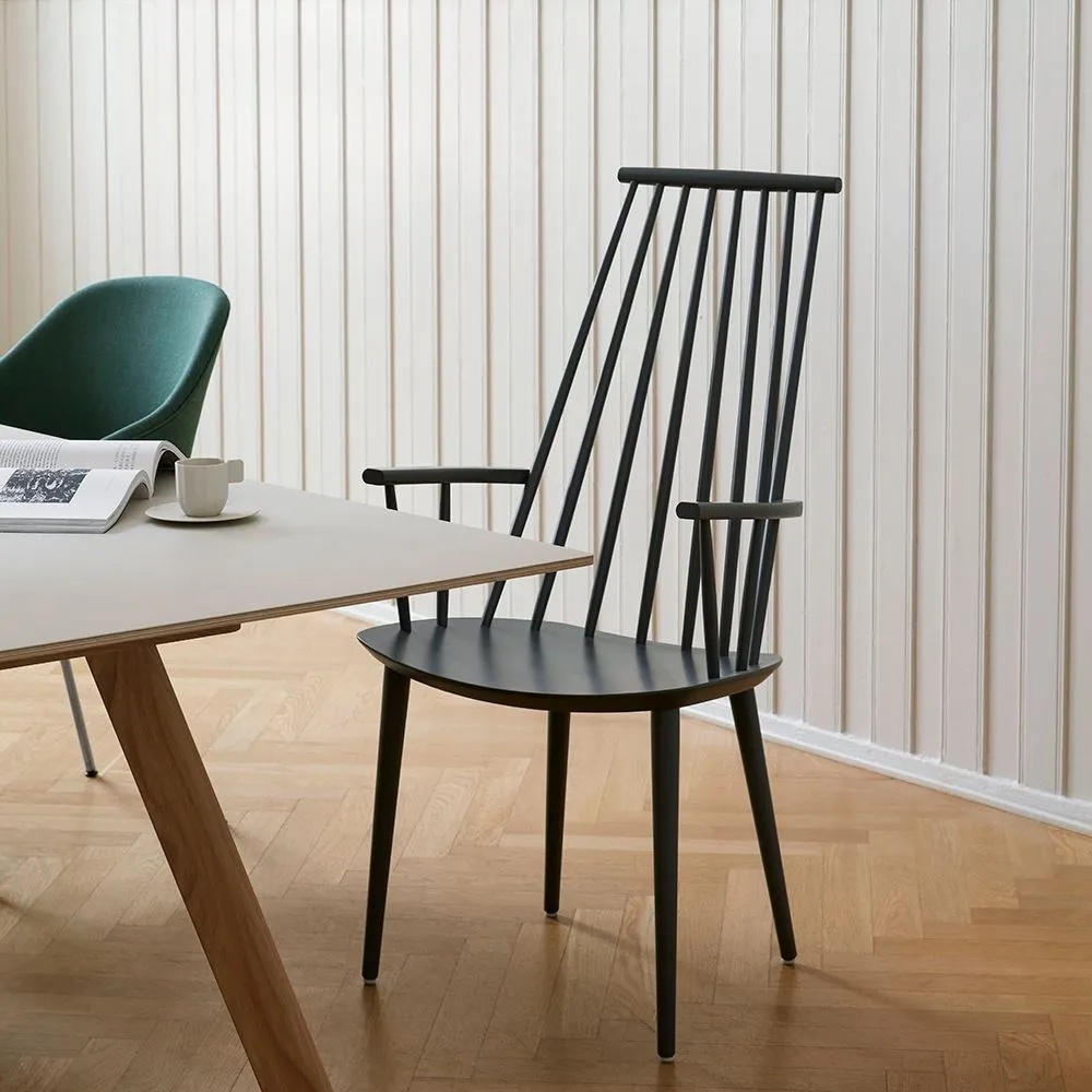 Dining Chair with Armrests - White, Beech