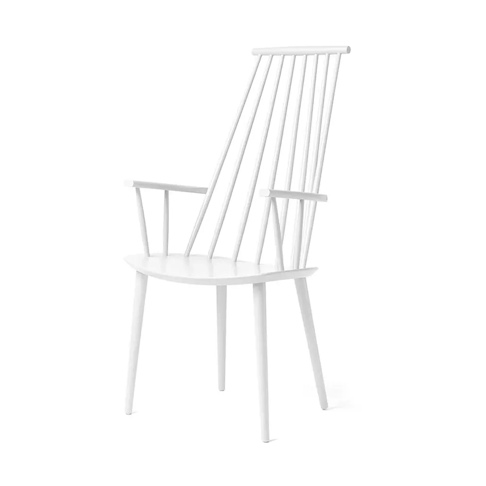 Dining Chair with Armrests - White, Beech
