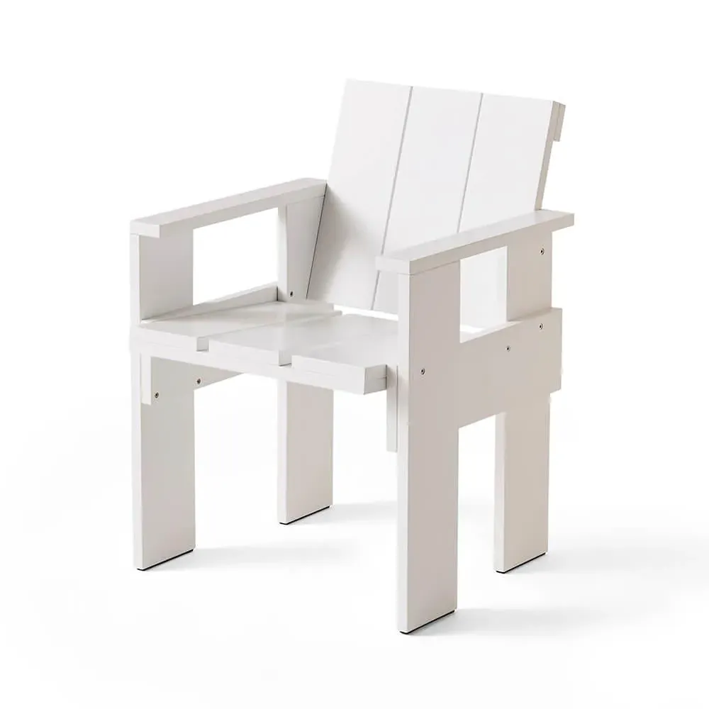 Dining Chair with Armrests - White, Pine