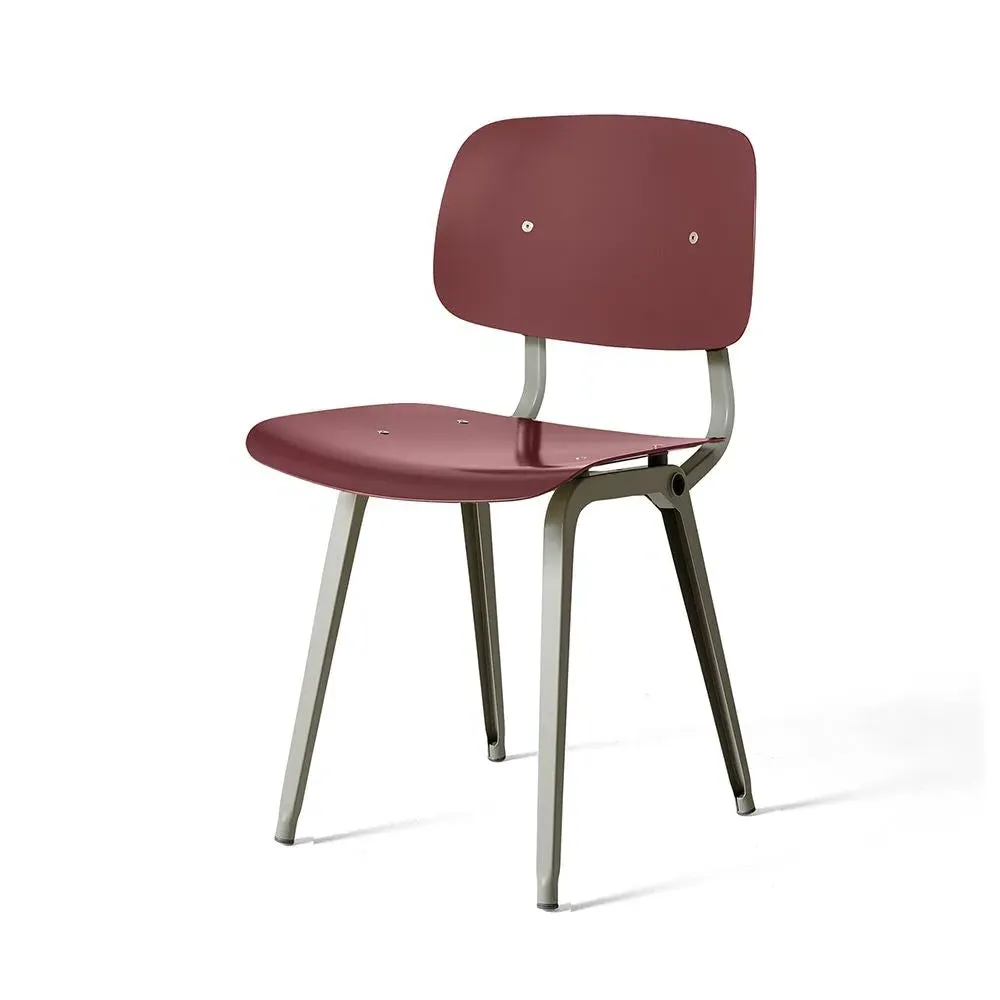 Dining Chair with Ergonomic Design - Red, Steel