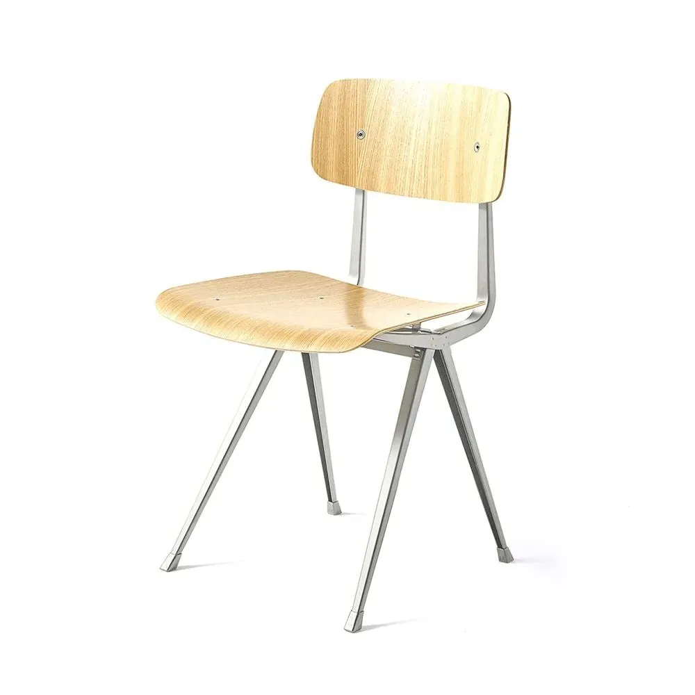Dining Chair with Oak Seat - Beige, Steel image