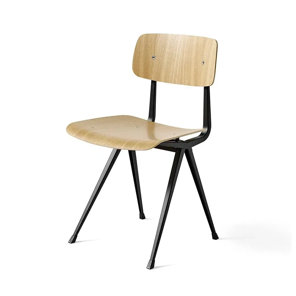 Dining Chair with Oak Seat - Black, Steel