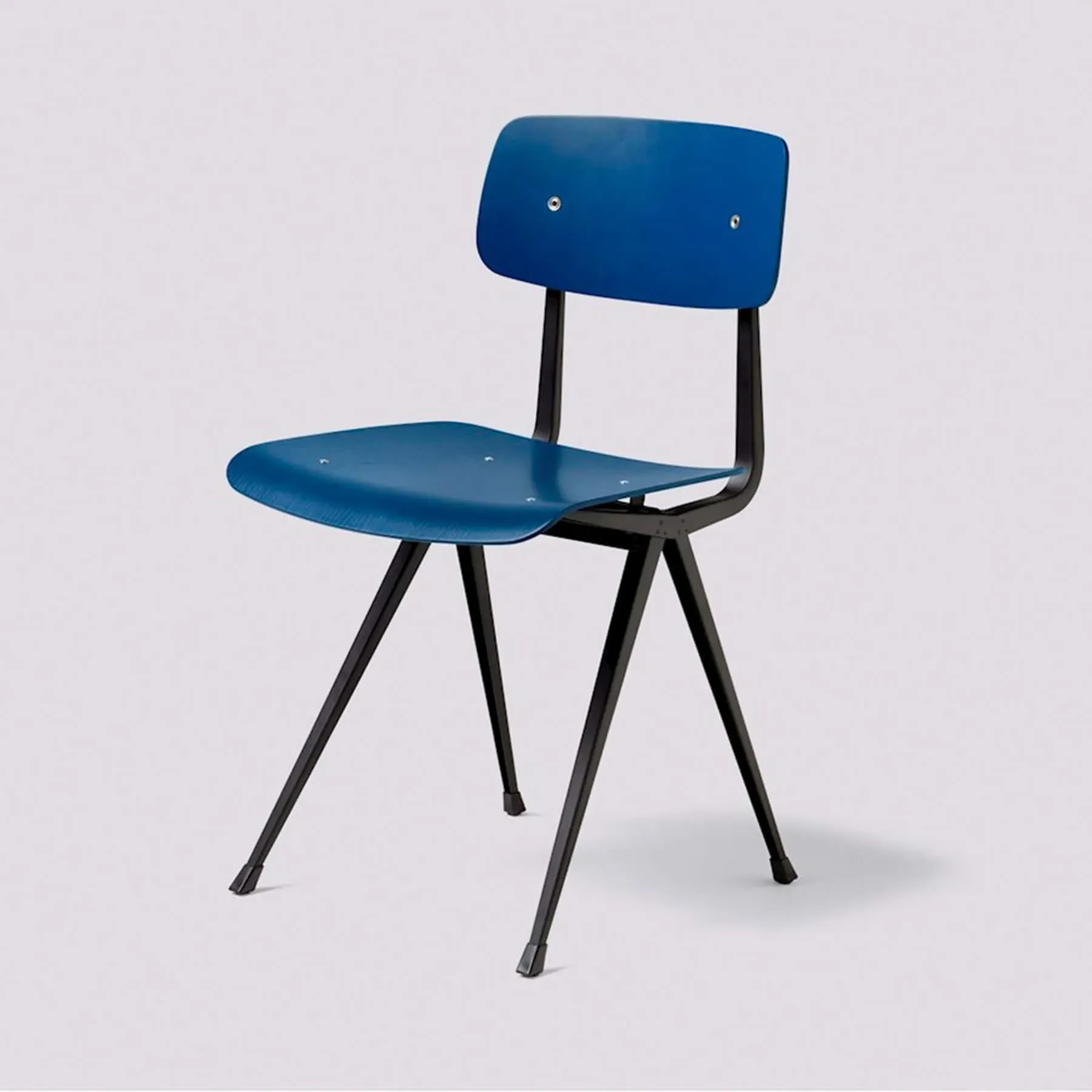 Dining Chair with Oak Seat - Dark Blue, Steel