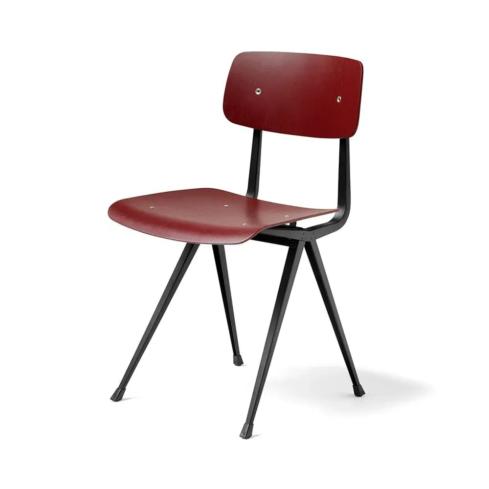 Dining Chair with Oak Seat - Dark Brick, Steel