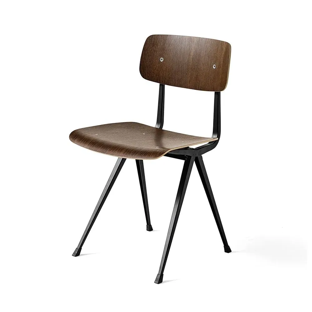 Dining Chair with Oak Seat - Forest Green, Steel