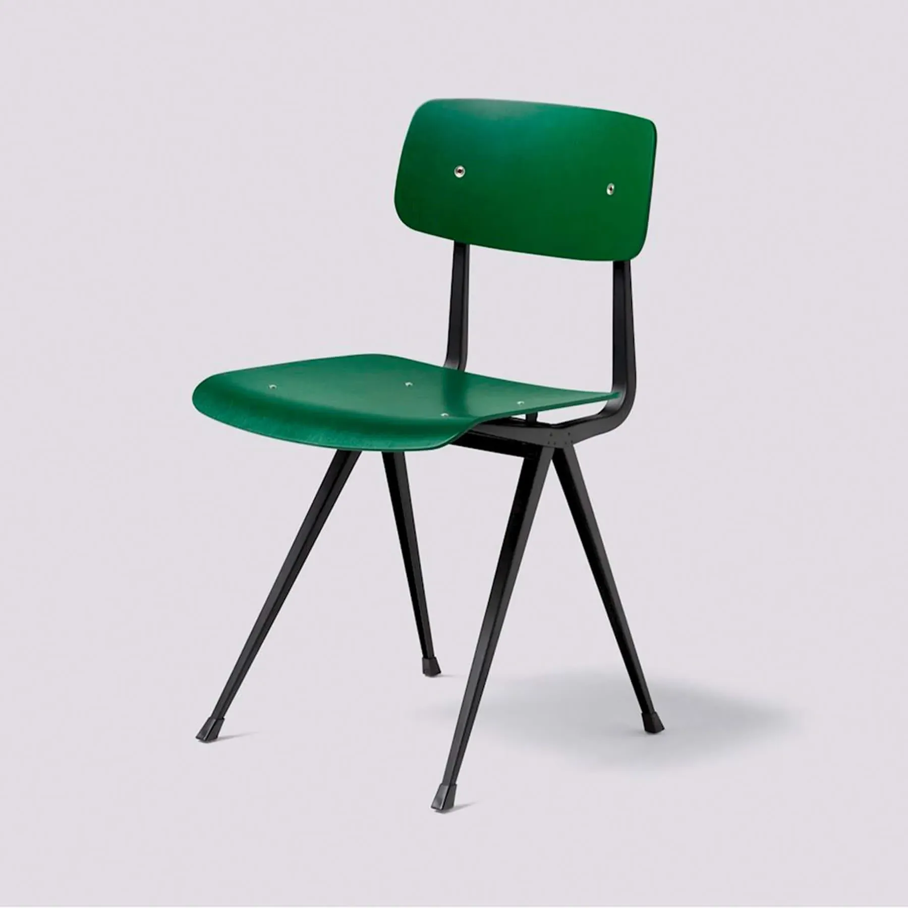 Dining Chair with Oak Seat - Forest Green, Steel