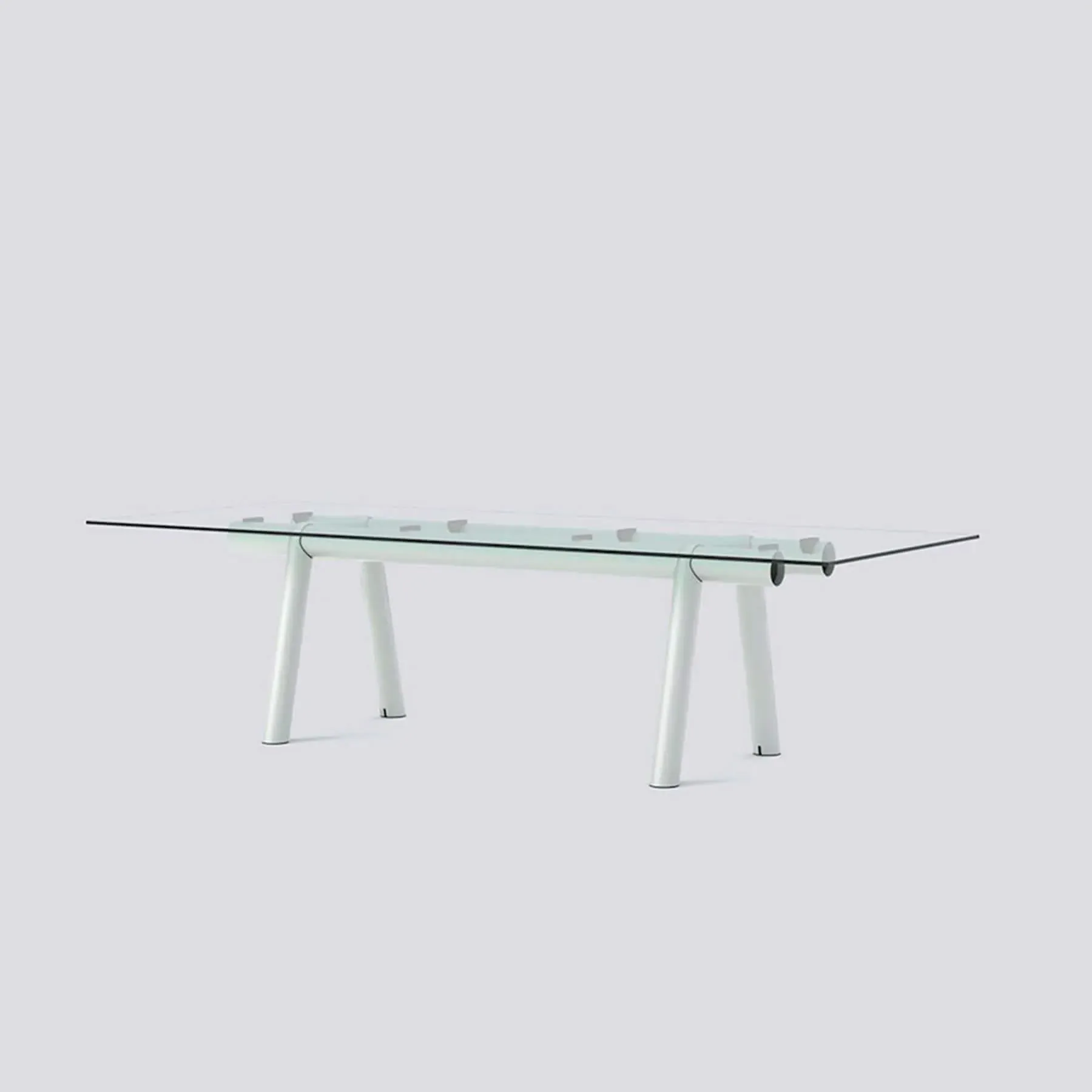 Dining Table with Glass Top - Clear, Aluminium