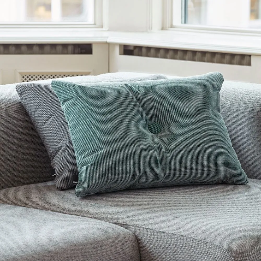 Dot Cushion with Button Detail - Dark Grey, Wool