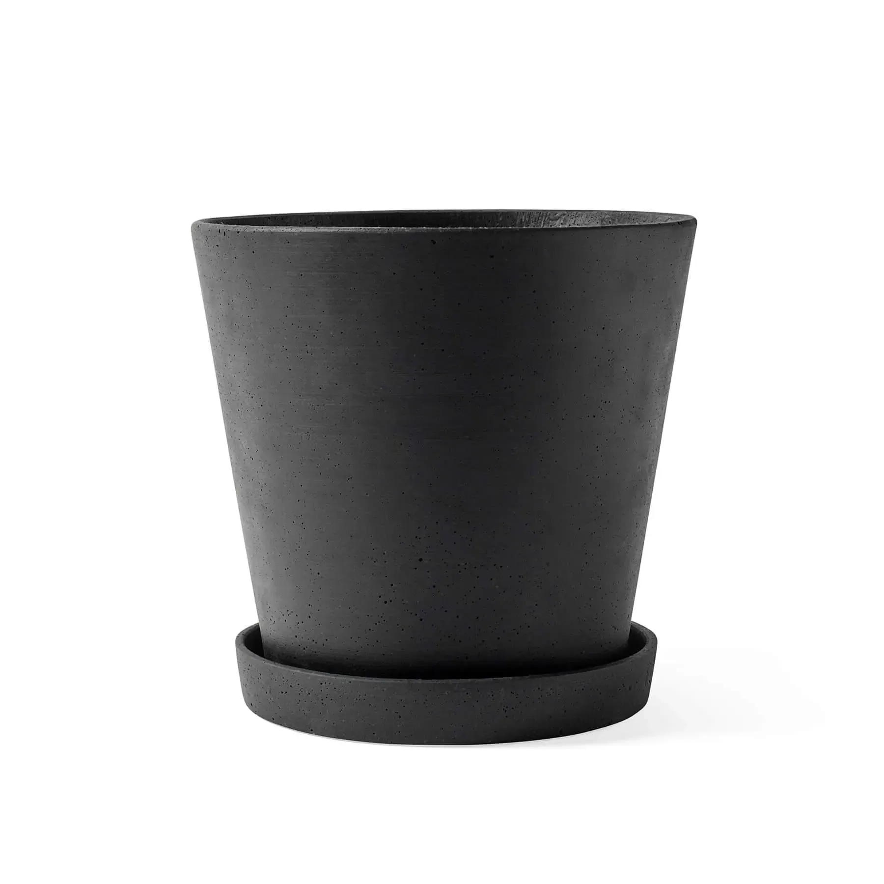 Extra Large Flower Pot with Saucer - Black, Polystone