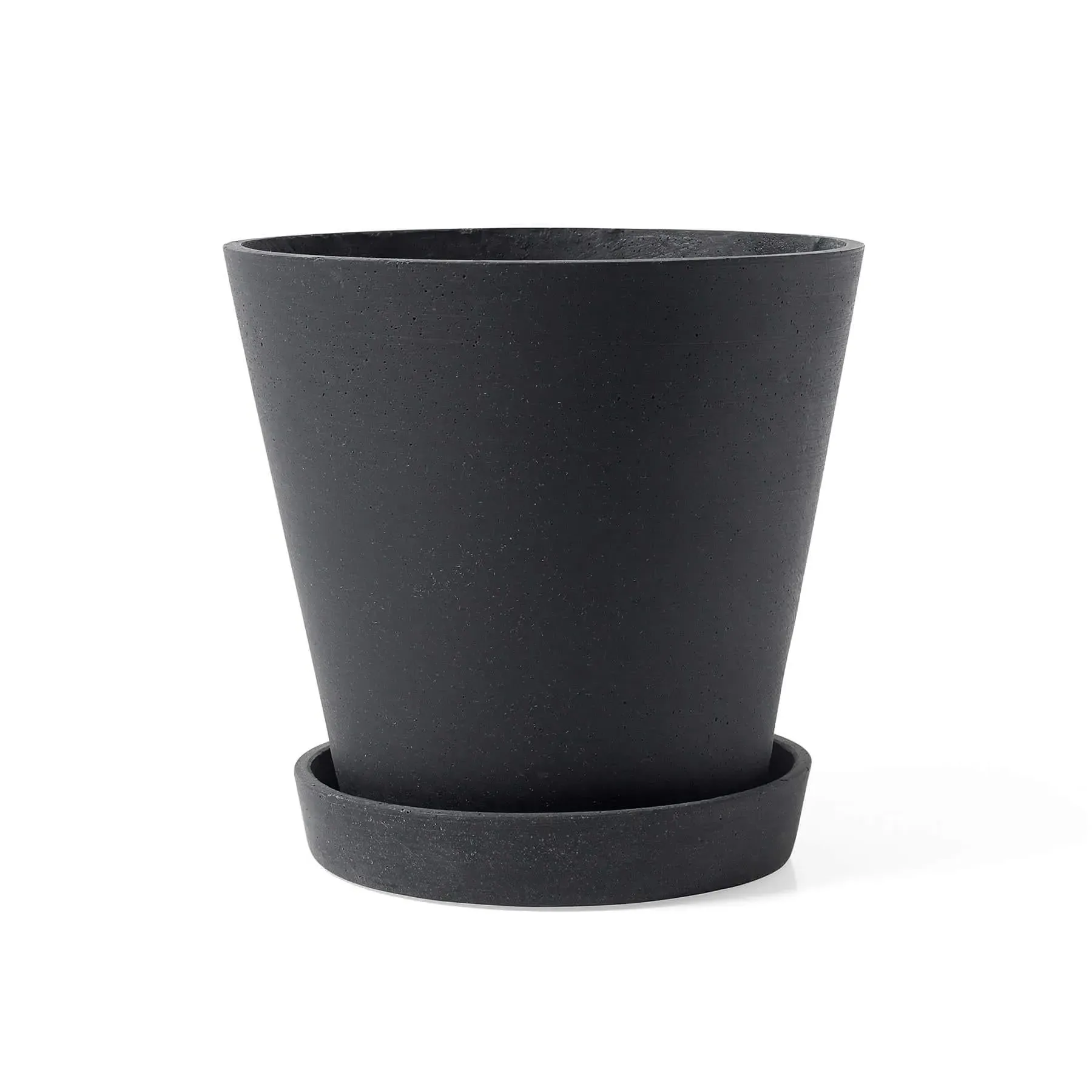 Extra Large Flower Pot with Saucer - Black, Polystone