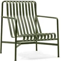 High Lounge Chair with Slats - Olive Green, Steel