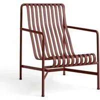 High Lounge Chair with Slats - Red, Steel