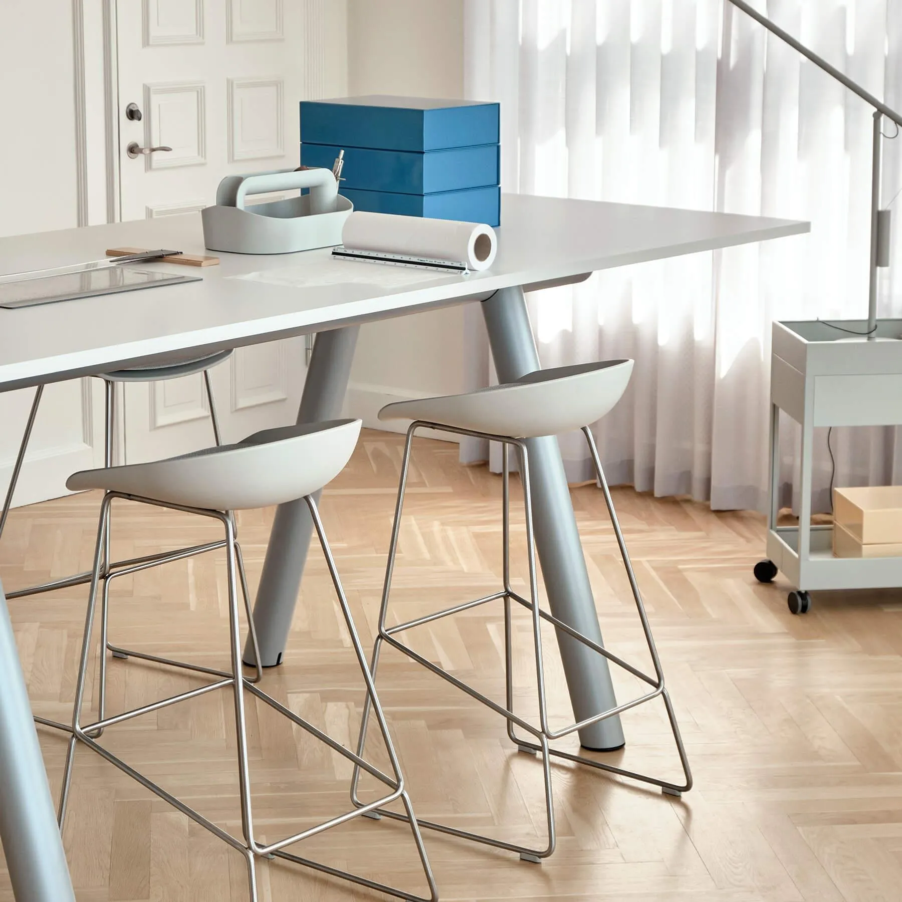 High Table with Laminate Top - White, Aluminium