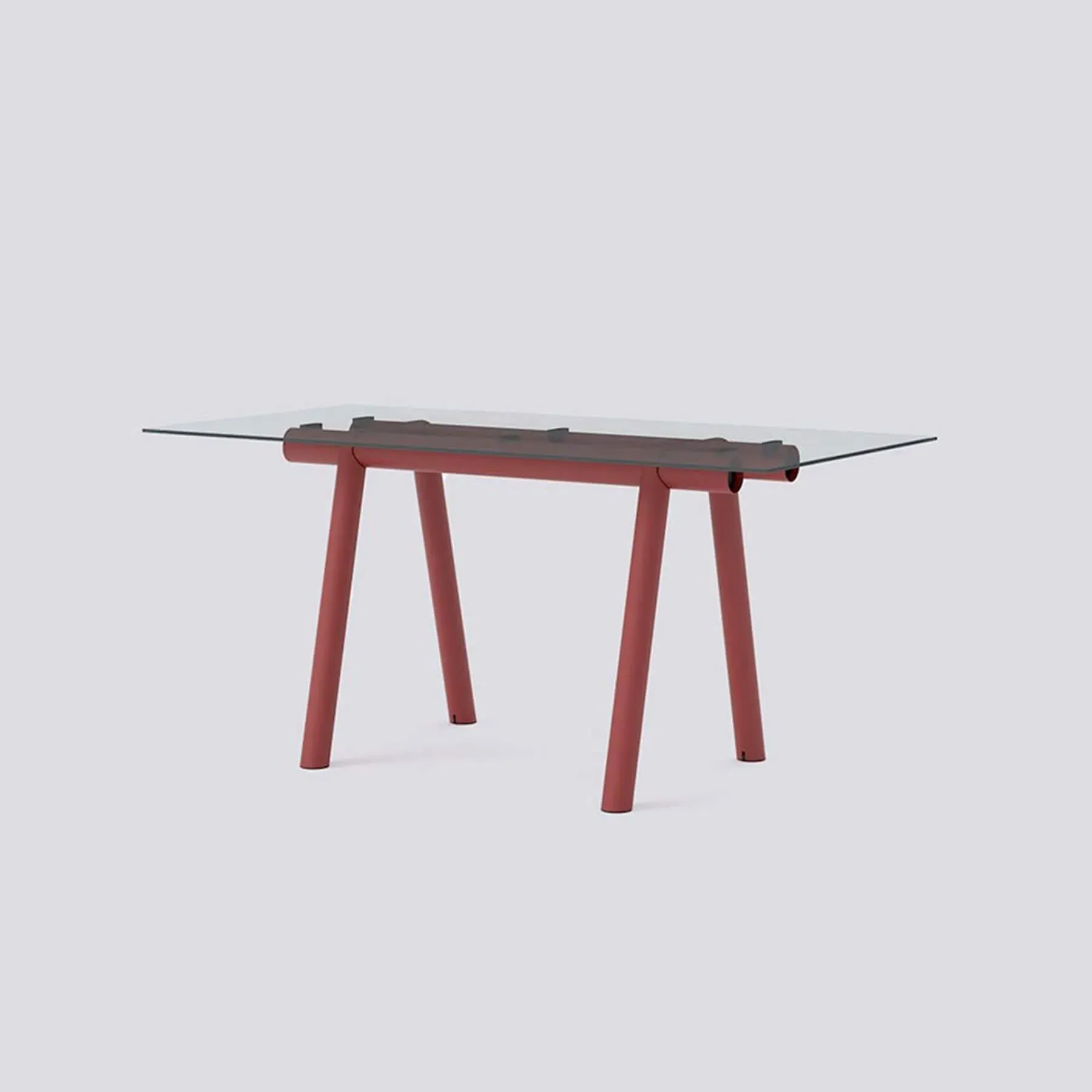 High Table with Linoleum Top - Burgundy, Aluminium