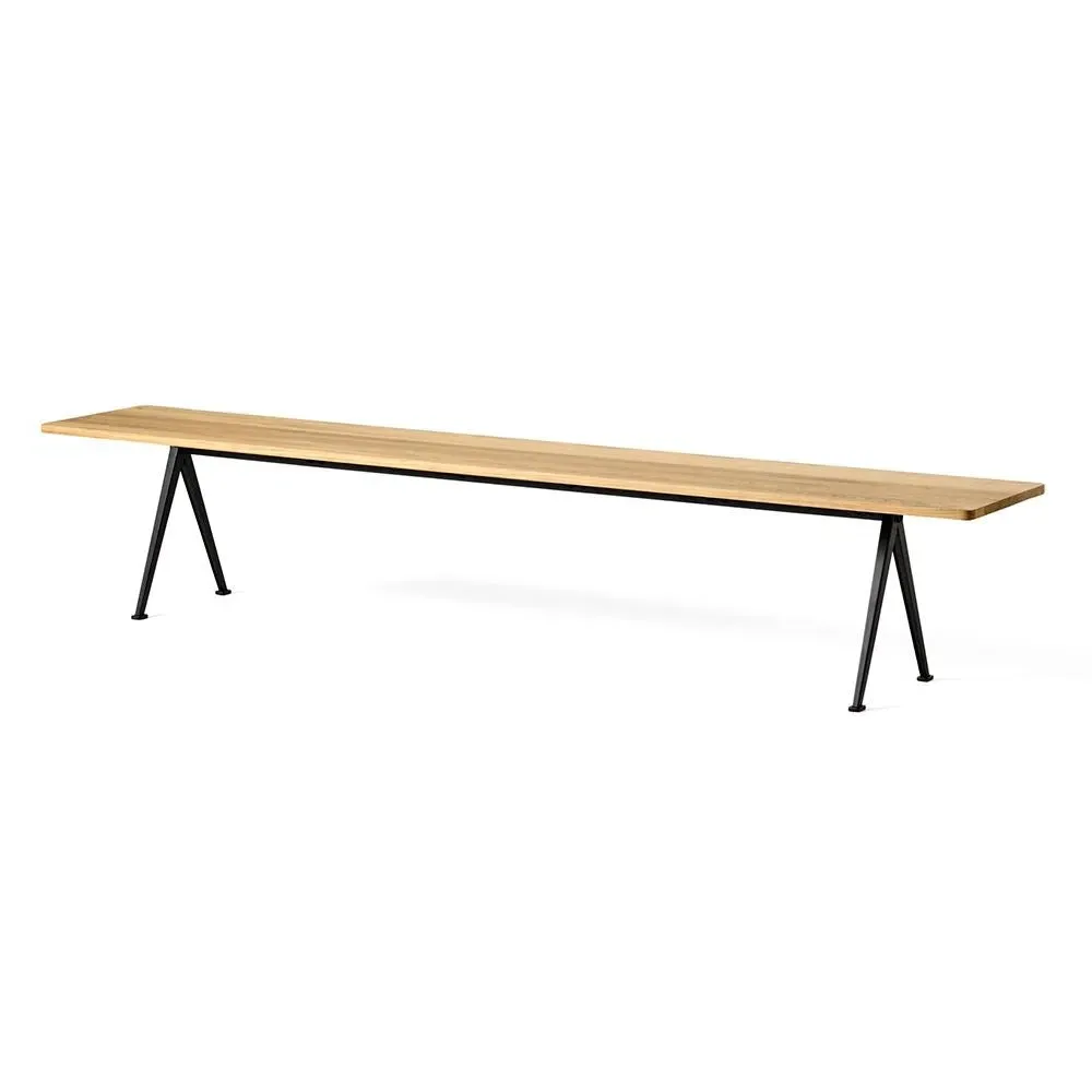 Large Bench with Steel Legs - Black, Oak