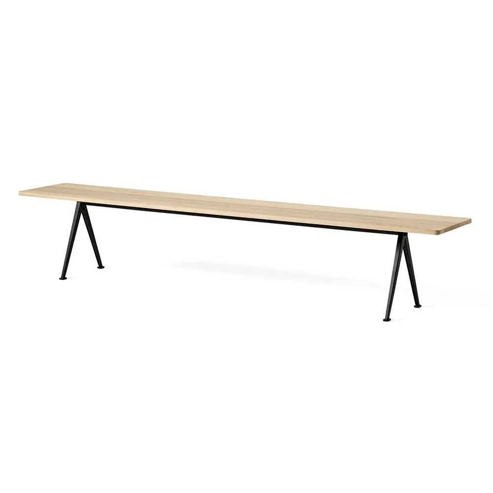 Large Bench with Steel Legs - Oak, Steel