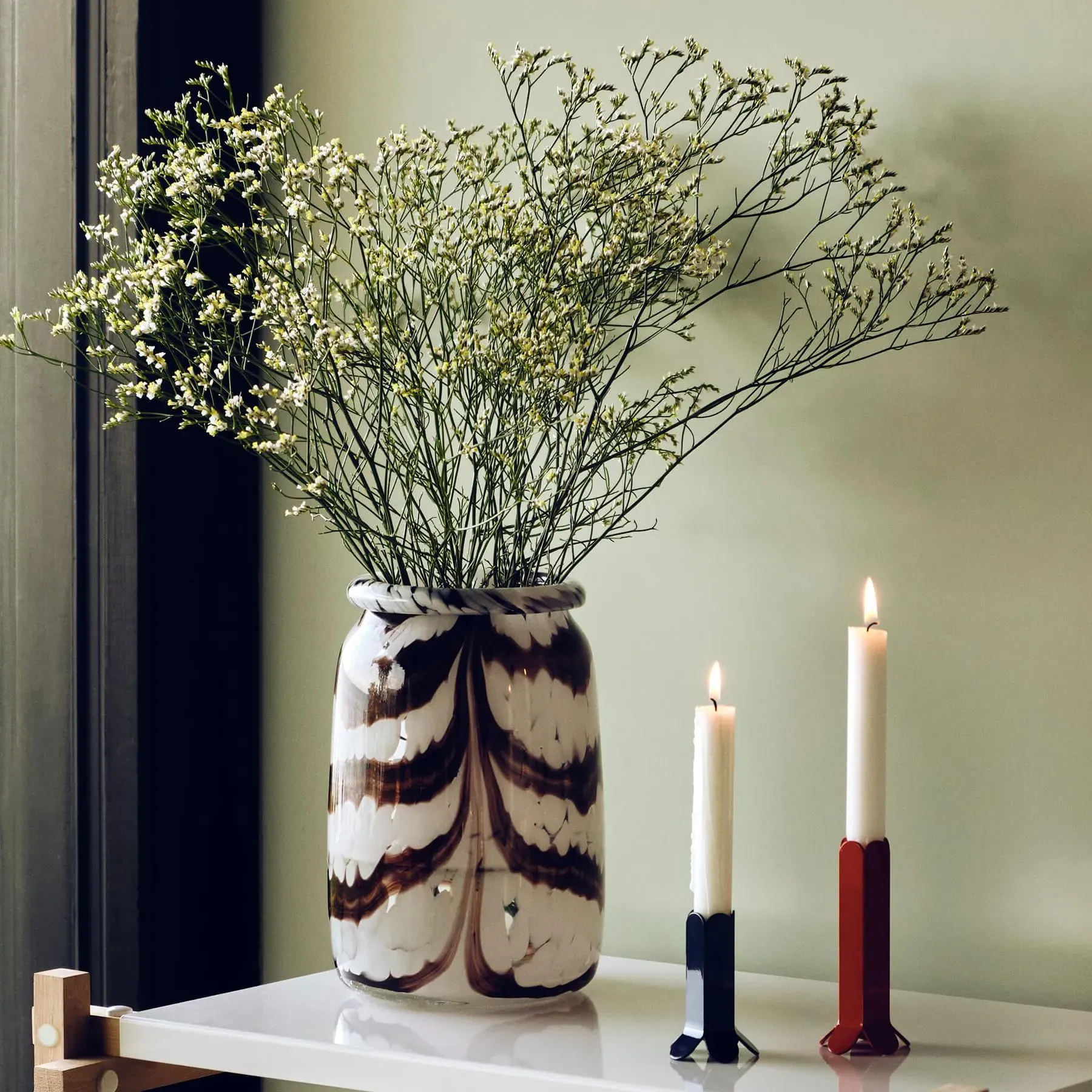 Large Candle Holder with Arcs Design - Mirror