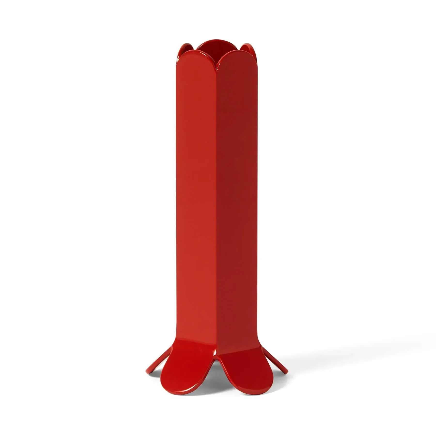 Large Candle Holder with Arcs Design - Red