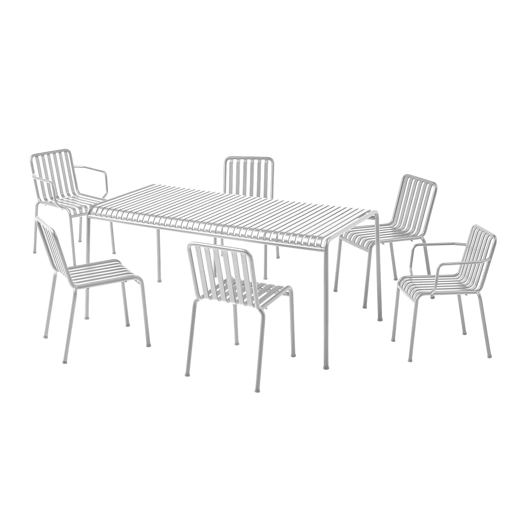 Large Dining Set with Armchairs - Galvanised