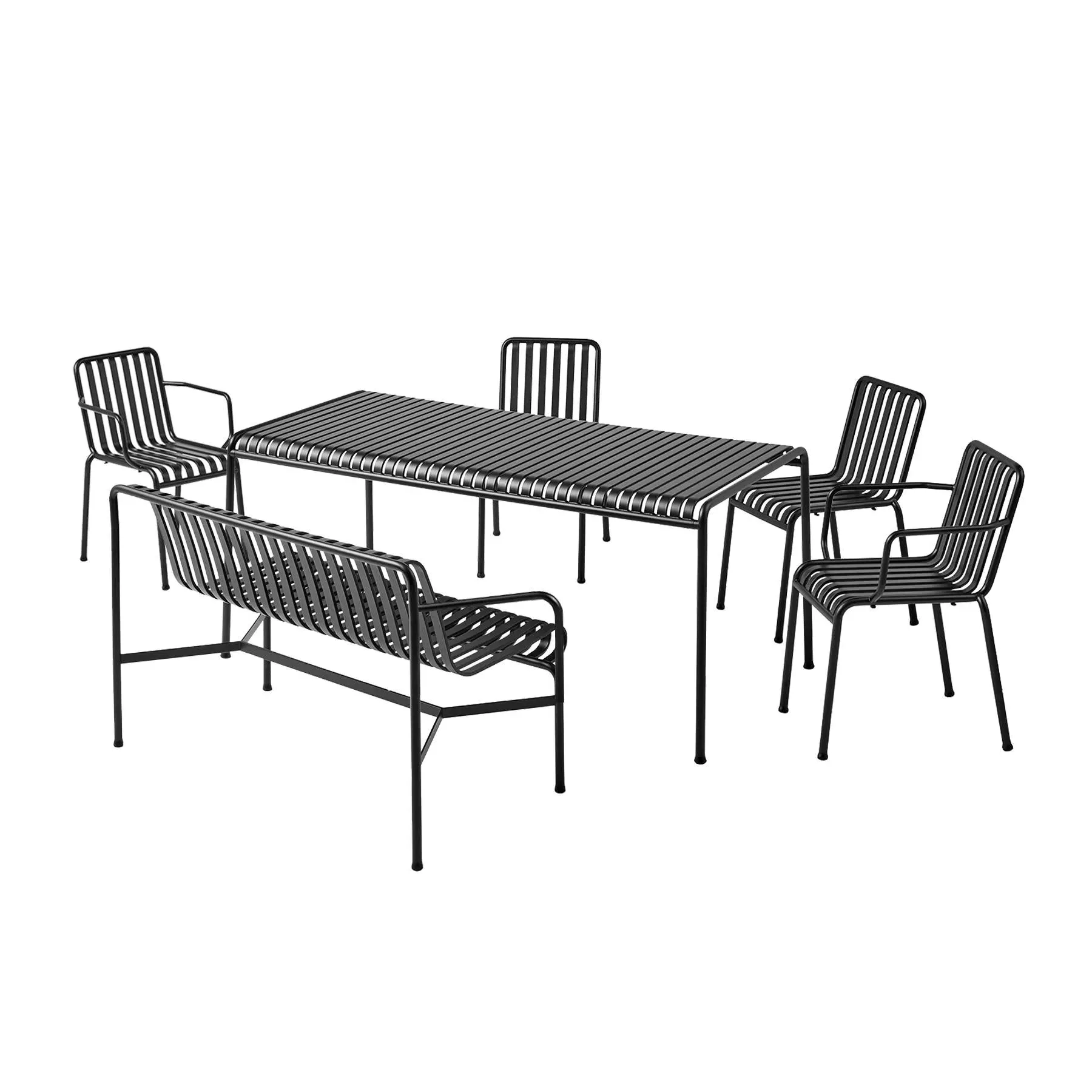 Large Dining Set with Bench - Iron Red