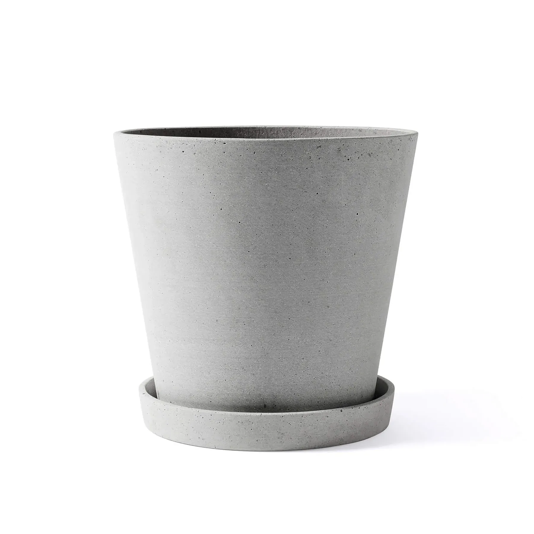 Large Flower Pot with Saucer - Black, Polystone