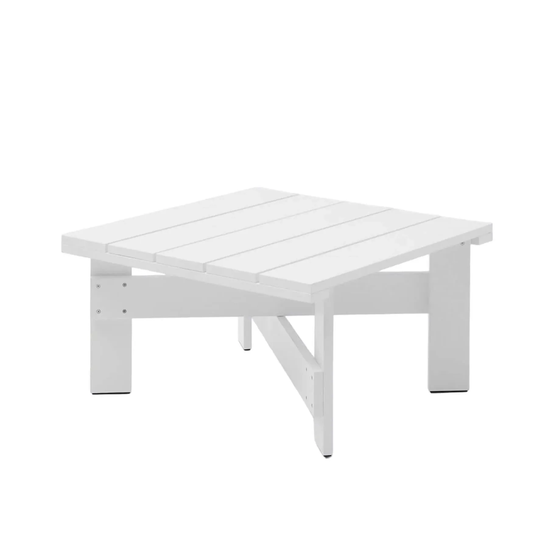 Large Low Table with Crossbars - White, Pine