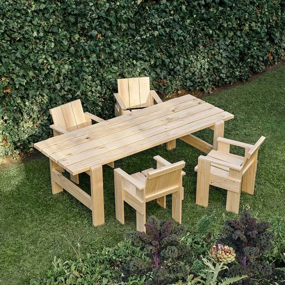Large Outdoor Dining Table - Green, Pine