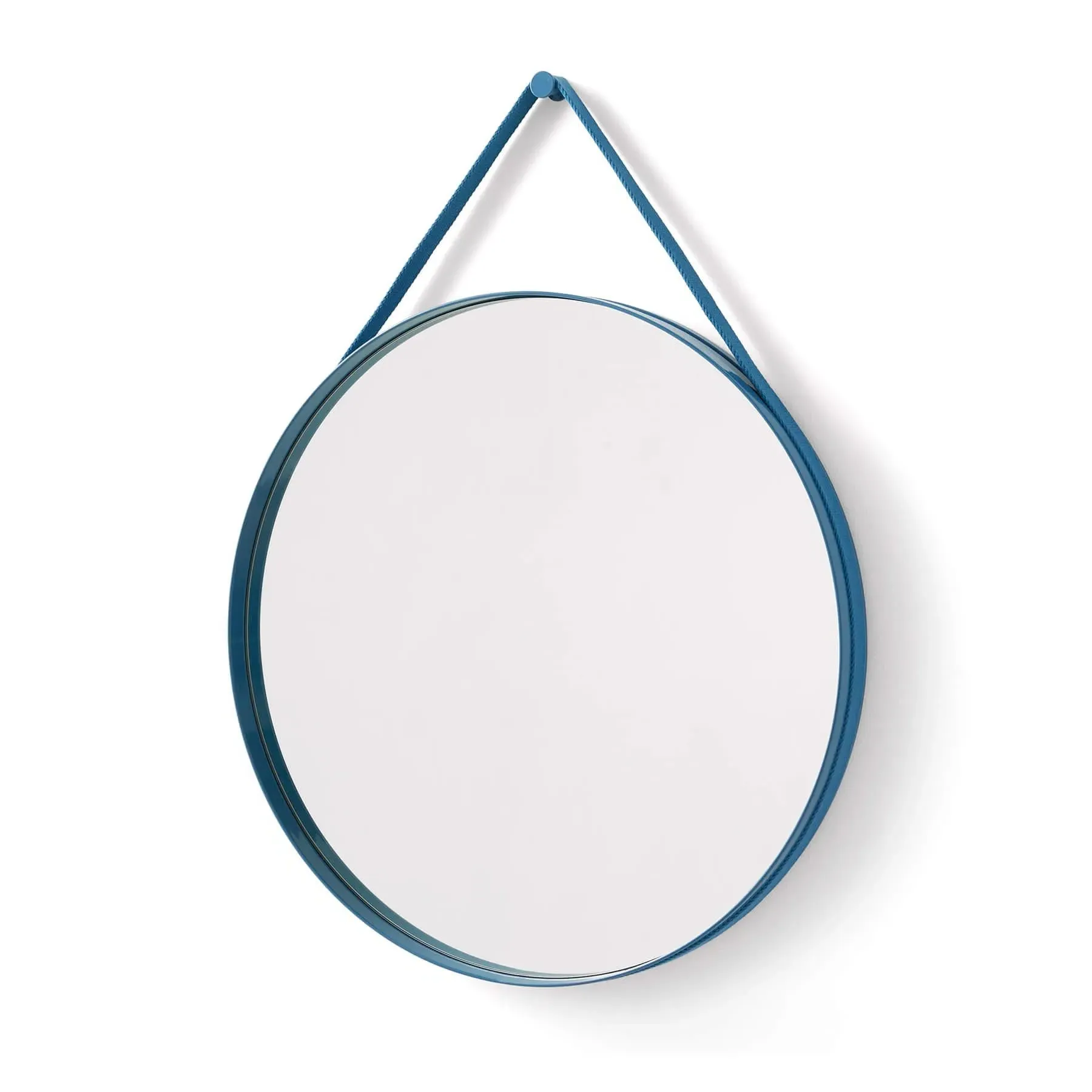 Large Round Mirror with Strap - Light Grey