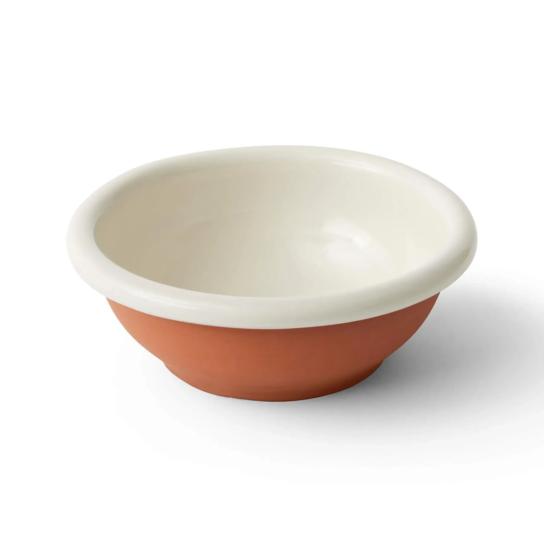 Large Salad Bowl with Stripes - Natural, Terracotta