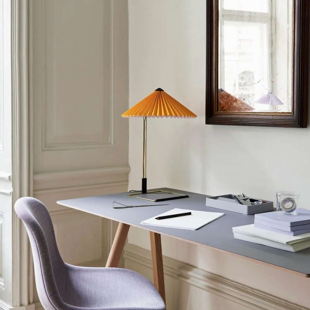 Large Table Lamp with Dimmer - Yellow, Cotton